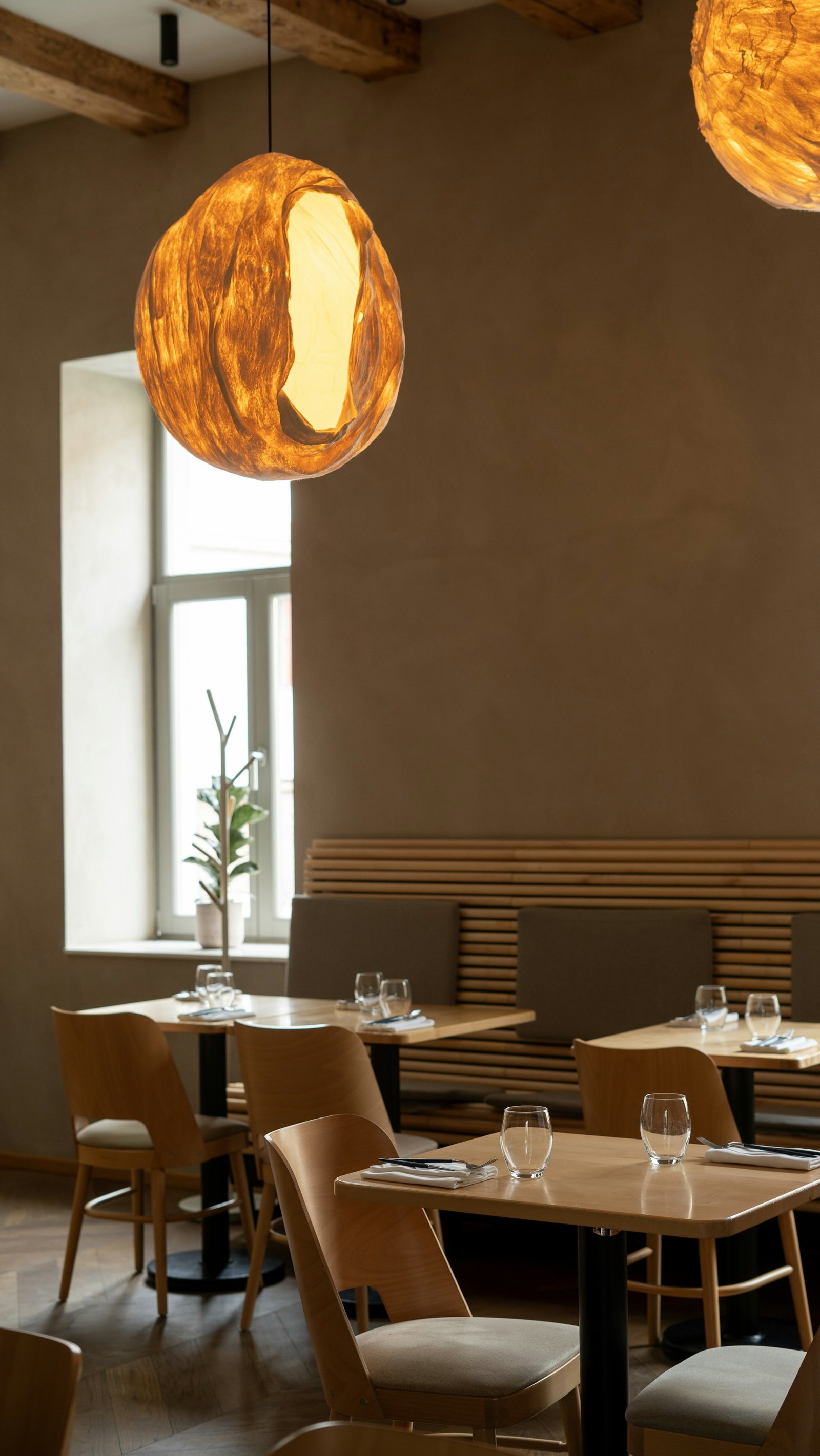 Maison Lune dining room at dusk
